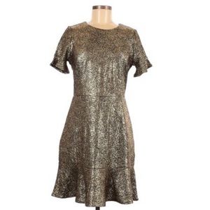 Michael Kors Gold Metallic Foil Dress Size L